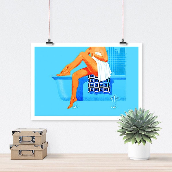 French Bath - Affiche vintage, Erotique, poster retro, pin-up sexy, art mural