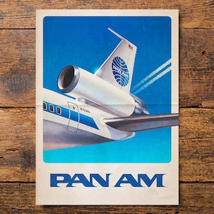 Pan Am Poster - Travel, Vintage, Pan American World Airways, plane, Air France