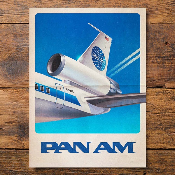 Affiche Pan Am - Voyage, Vintage, Pan American World Airways, avion, Air France