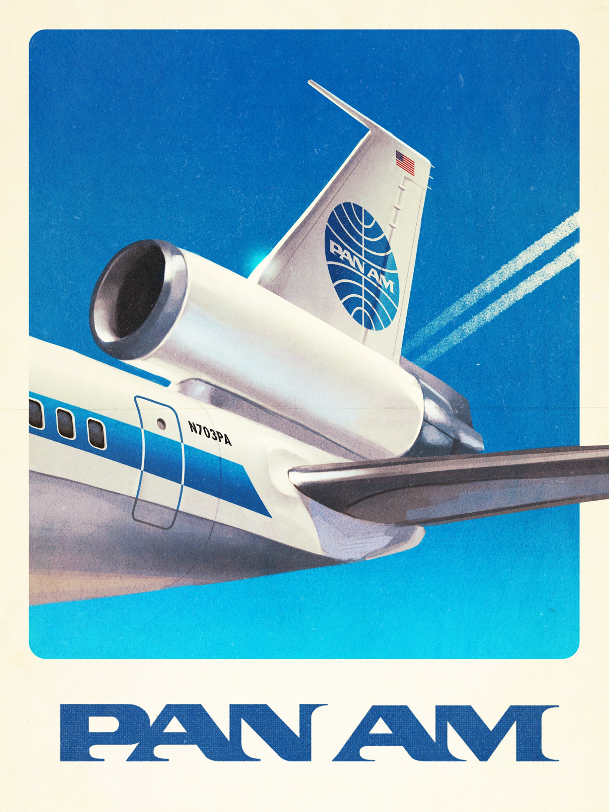 Pan Am Defiance Travel Bag - Vintage White & Pan Am Blue PVC Luggage For Men