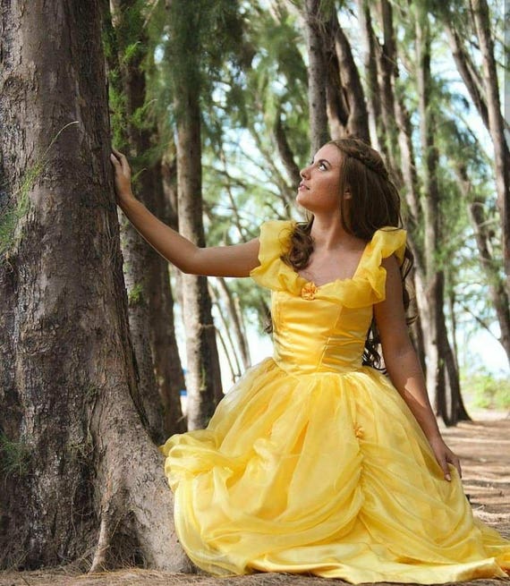 Classic Belle Princess Cosplay Costume Gown Dress for Girls Teens
