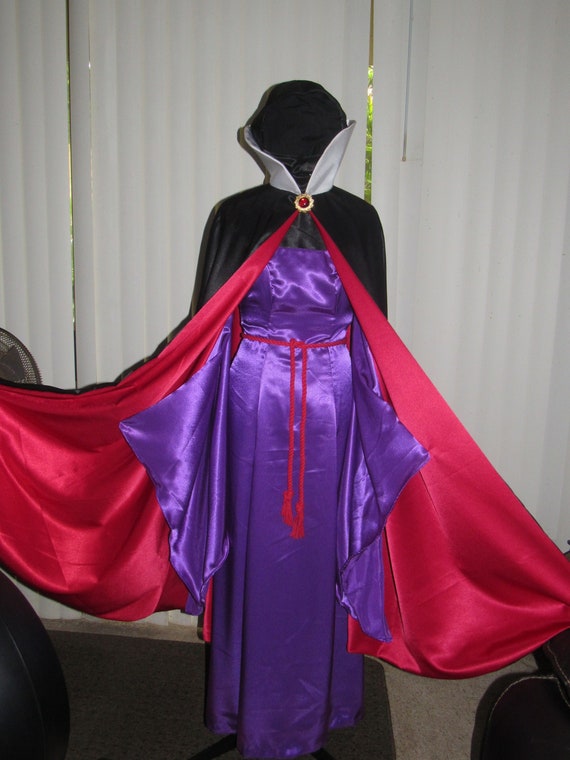 Classic Evil Queen Cosplay Costume Dress Cape Hood for Teens