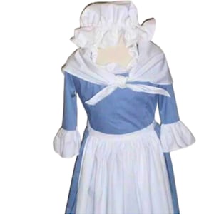 1700s 4 Pc Colonial Work Dress Apron Shawl Mob Cap Outfit Costume for Teens Adults