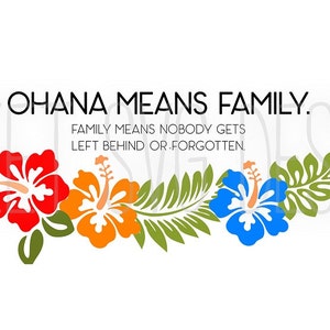 Ohana Means Family SVG file di taglio per vinile o clip art, Ohana svg, tropicale svg, svg hawa, digitale, decalcomania, htv, uso commerciale svg