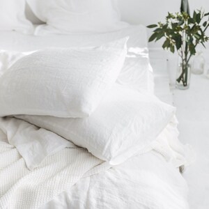 White Linen Sheet Set, Linen Sheets And Pillowcases Set, Set Of Linen Fitted Sheet, Linen Flat Sheet And Two Pillowcases,Linen Top Sheet