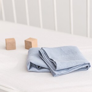 Light Blue Linen Flat Sheet, Baby boy linen bedding sheet, Natural Linen Crib Sheet, Softened Custom Linen Bed Sheet, Kids linen top sheet