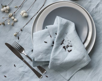 Linen Napkins Set,Blue Linen Napkins,Dinner Cloth Napkins,Pure Linen Napkin,Softened Linen Napkins,Wedding Table Linen,Christmas napkins