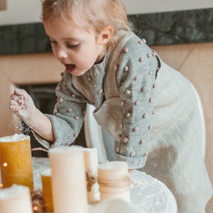 Linen Kids Pinafore,Personalized Linen Kids Apron,Linen Apron For Kids With Name,Embroidered Linen Toddler Pinafore,Cross Back Kids Pinafore image 3