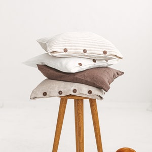 Linen Pillow Cover With Buttons,Linen Cushion, Linen Pillowcase With Button Closure, Custom Sizes Pillow case, Linen Body Pillow Shams