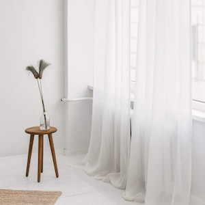 53&quot;/136 Cm Wide Lightweight Linen Curtain with Tabs or Ties,Linen Sheer Curtain,Transparent Linen Drapery,Linen Gauze Panel,Airy Linen drape