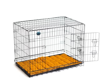 Portable Linen Pet Mat, Linen Dog Crate Mat, Dog Roll-Up Travel Mat, Two-sided Linen Pet Bed, Outdoor Linen Dog Bed, Padded Linen Cat Bed