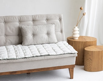 Linen Couch Pet Mat, Linen Couch Protector,Quilted Linen Couch Cover, Quilted Linen Sofa Topper Pad, Linen Couch Pet Cover, Linen Bench Seat