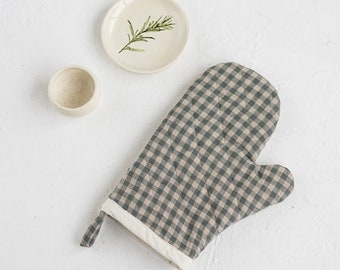 Linen Oven Mitt, Quilted Kitchen Gloves in Various Colors, Linen Pot Holder, Linen Kitchen Mitt, Heat Resistant Oven Mitt