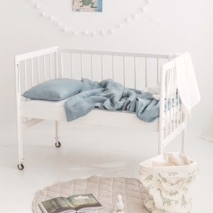 Linen Baby Bedding Set, Linen Duvet Cover and Pillowcase Set For Toddler, Linen Bedding Set For Newborn, Natural Bedding For Boy And Girl