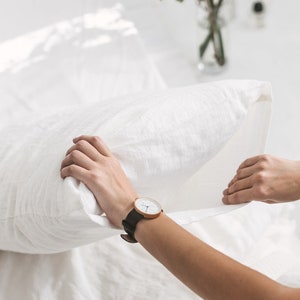 White Linen Pillow Cover,Linen Cushion,Throw Pillowcase, White Linen Pillowcase, Linen Pillow Sham, White Envelope Linen Pillowcase