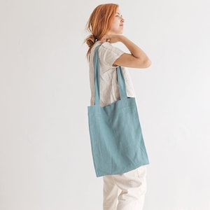 Linen Tote Bag,Linen Market Bag,Linen Shopping Bag,Zero Waste bag,Reusable Grocery Bag image 5
