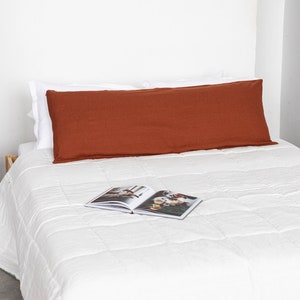 Linen Body Pillowcase, Linen Pillow Cover With Zipper, Zippered Linen Pillowcase, Rust Linen Pillow Shams, Linen Body Pillow Cover