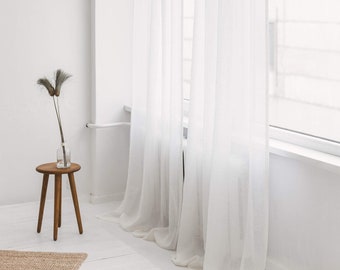 53"/136 Cm Wide Lightweight Linen Curtain, Linen Sheer Curtain,Transparent Linen Drape,Linen Gauze Window Panel,Natural Airy Linen drape
