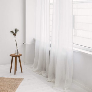 53/136 Cm Wide Lightweight Linen Curtain, Linen Sheer Curtain,Transparent Linen Drape,Linen Gauze Window Panel,Natural Airy Linen drape image 1