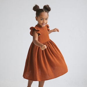 Girls Muslin Dress With Ruffles,Natural Cotton Dress,Double Gauze Dress For Girl,Sleeveless Muslin Summer Dress,Gots Certified Cotton Dress