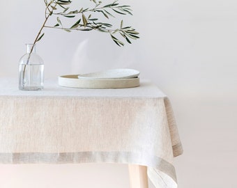 Natural Light Linen Tablecloth, Soft Linen Tablecloth, Linen Handmade Table Cloth, Melange Linen Table setting, Natural Linen table cover