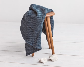 Blue Linen Waffle Towel,Linen Hands Towel,Teal Bath Towel,Blue Linen Beach Towel,Waffle Towel Guest Towel,Sauna Towel