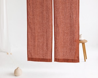 Rusty Linen Noren Curtain, Japanese Linen Noren Panel, Japanese Curtain Door, Linen Doorway Drape, Linen Noren Drape, Rod Pocket Linen Panel