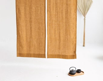 Amber Linen Noren Curtain, Japanese Linen Noren Panel, Japanese Curtain Door, Linen Doorway Drape, Linen Noren Drape, Rod Pocket Linen Panel