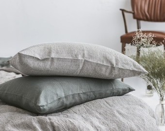 Natural Linen Pillow Cover With Zipper, Zippered Linen Pillowcases, Linen Pillow Shams, Linen Body Pillowcase,  Linen pillow case with Zip