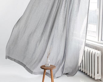 86.6"/220 cm Width Light grey Linen Curtain, Natural Linen Window Drape, Softened Linen Curtain Panel, Extra Long Linen Curtain,Gray Curtain