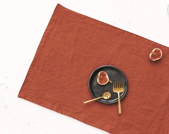 Rusty Linen Placemats, Set Of 2 Linen Placemats, Natural Linen Placemats, Linen Place Mat, Linen Christmas Tablemat, Rust table linens