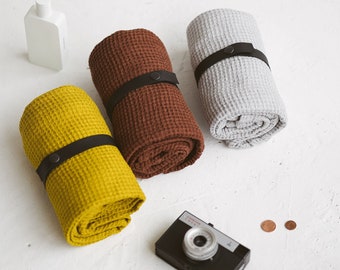 Waffle Linen Travel Towel, Foldable, Absorbent