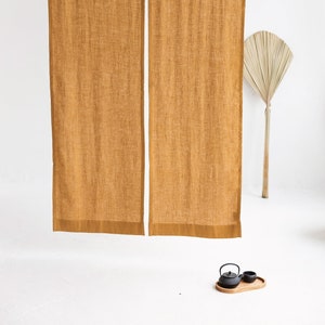 Amber Linen Noren Curtain, Japanese Linen Noren Panel, Japanese Curtain Door, Linen Doorway Drape, Linen Noren Drape, Rod Pocket Linen Panel
