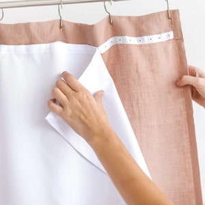 Rideau de douche imperméable linéaire, rideau résistant à l&#39;eau, drapé de douche blanc imperméable, rideau de douche long