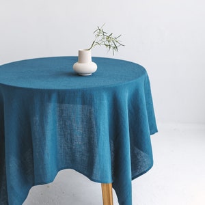 Square Linen Tablecloth For A Round Table, Extra Large Square Table cloth, Green Round Linen Tablecloth image 1