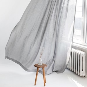 Tenda in lino grigio chiaro da 86,6/220 cm di larghezza, tenda per finestra in lino naturale, pannello per tende in lino ammorbidito, tenda in lino extra lunga, tenda grigia immagine 1