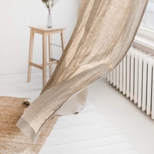 Cortina de lino gris claro de 86,6/220 cm de ancho, cortina de ventana de lino natural, panel de cortina de lino suavizado, cortina de lino extra larga, cortina gris imagen 3