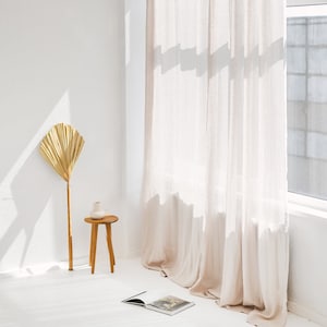 108"/ 275cm Wide Beige Lightweight Linen Curtain, Extra Wide Linen Sheer Curtain, Transparent Linen Window Drape, Linen Gauze Curtain