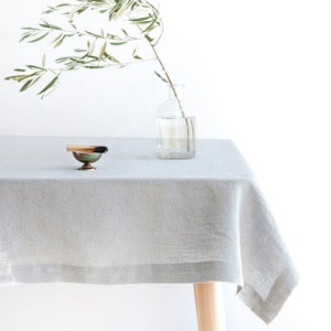 Cloud Grey Linen Tablecloth, Soft Linen Tablecloth, Linen Handmade Table Cloth, Natural Gray Linen Table setting, Natural Linen table cover