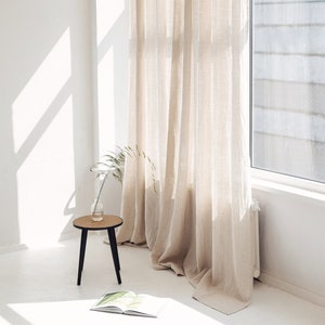 87&quot;/ 220cm Width Natural Linen Curtain with grommets, Linen window drape with eyelets, Extra Long Linen Curtain, Custom Size Linen Curtain