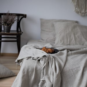Natural Linen Duvet Cover and Pillowcases Set, Gray Linen Bedding Set, Soft Linen Bedding, White King Linen Bedding, Queen Linen Bedding