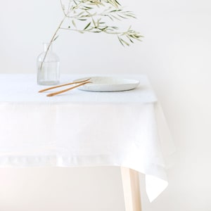 White Linen Tablecloth, Soft Linen Tablecloth, Linen Handmade Table Cloth, Natural White Linen Table setting, White linen wedding tablecloth