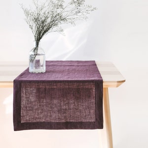 Plum Linen Table Runner, Stonewashed Table Linens, Modern Table Runners,Table Linens,Flax,Gift