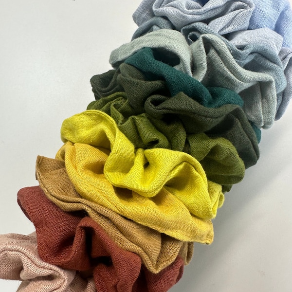 Natuurlijke linnen scrunchie, klaar om linnen scrunchies, linnen haarband, linnen haarstrikken, verschillende kleuren linnen haarscrunchies te verzenden