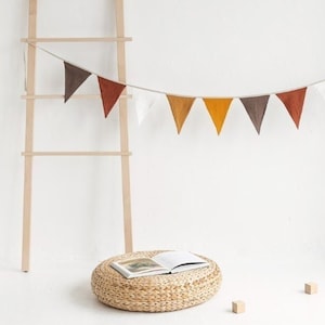 Linen Bunting Garland,Reusable Kids Room Garland,Nursery Wall Garland,Colorful Linen Flag Bunting,Linen Pennant Bunting,Boho Style Garland