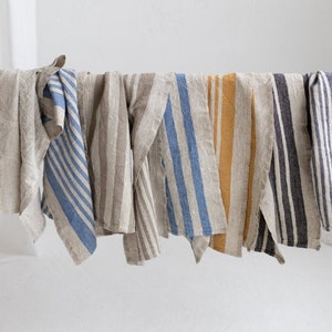 Dark Grey Stripe Linen Hand Towels (Set of 2) – Saffron + Poe