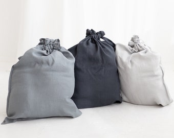 Linen Laundry Bag, Linen storage Bag, Drawstring Linen Bag, Large Linen Bag, Reusable Laundry Bag, Linen Toys Bag