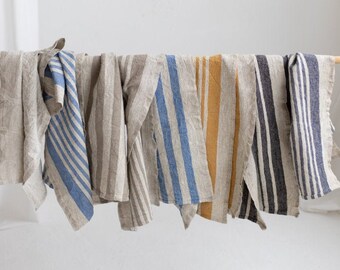 Striped Black Linen Tea Towels Set Of 2 – Sand Snow Linen