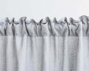 55"/140 Cm Linen Curtain With Rod Pocket Crown Top, Gray Linen Window Drape, Extra Long Linen Curtain, Custom Size Linen Curtain