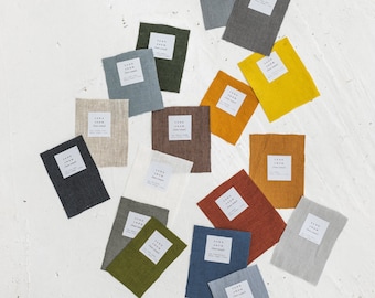Samples of Linen fabric + EXPRESS DELIVERY, Samples of Softened linen fabric by yard, Stonewashed Linen Swatches set